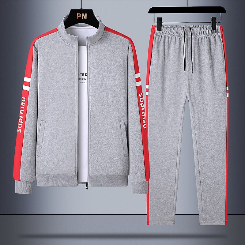 Men's Casual Sets 2023 Spring Autumn Tracksuit Sportswear Men 2 Piece Sets +Sweatpants Fashion Print Zipper Male Sweatshirt Suit