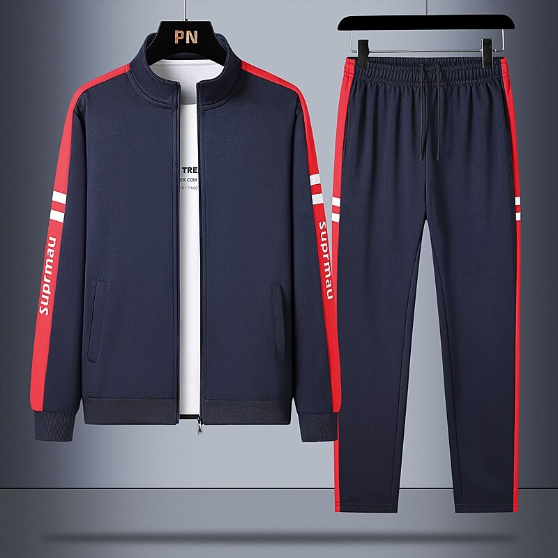 Men's Casual Sets 2023 Spring Autumn Tracksuit Sportswear Men 2 Piece Sets +Sweatpants Fashion Print Zipper Male Sweatshirt Suit