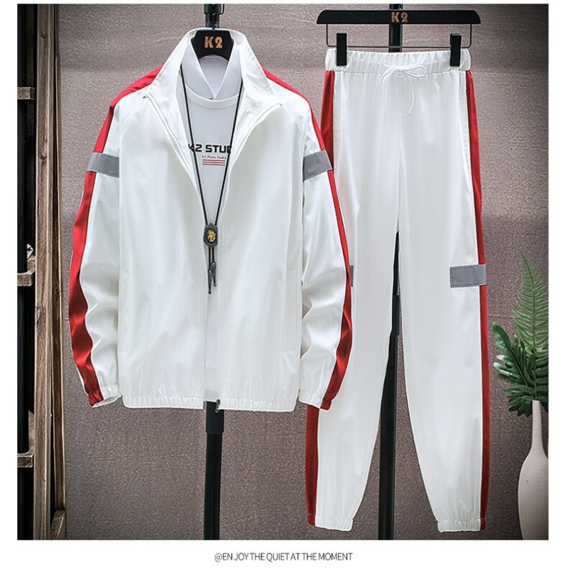 Men Jacket Tracksuit Casual Sports Suit Men's Fashion Spring 2022 New Two Pieces Set Mens Sportswear Plus Size Jacket Pants Suit