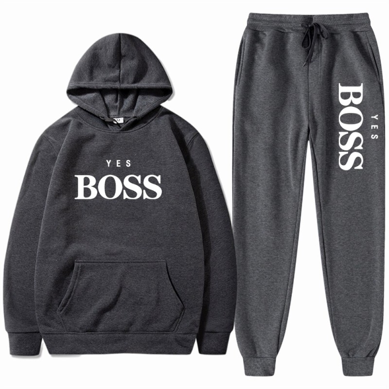 Men Sets Hip Hop Sportswear Plus Fleece 2023 New Spring Fashion 2 Pieces Suits Funny Letter Printed Casual Hoodies Sweatshirts