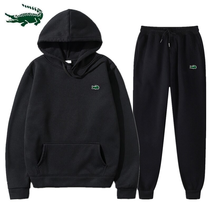 2023 High quality autumn and winter new men's hooded sweater coat+casual sports pants set S-3XL