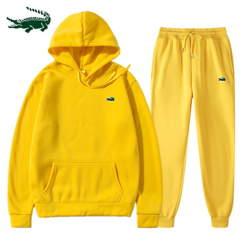 2023 High quality autumn and winter new men's hooded sweater coat+casual sports pants set S-3XL