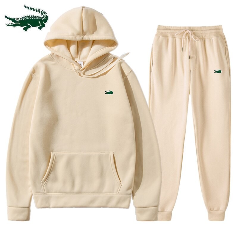 2023 High quality autumn and winter new men's hooded sweater coat+casual sports pants set S-3XL