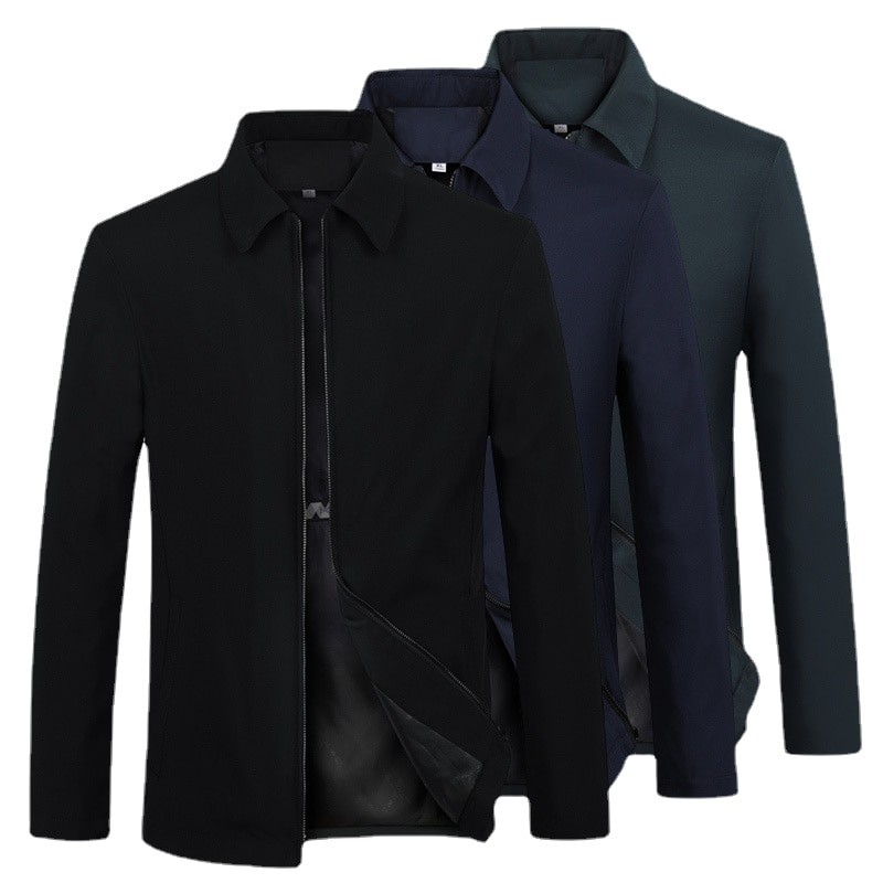 Men's Business Jacket Casual Turn down Collar Zipper Coats 2022 Simple Fashion Men clothes Office Outerwear Male Jackets Tops