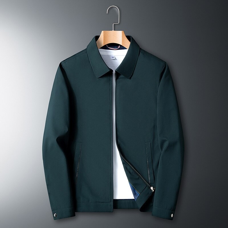 Brand Men's Business Jacket Casual Coats Turn Down Collar Zipper Simple Office Outerwear Men Middle-Aged Elderly Male Clothes
