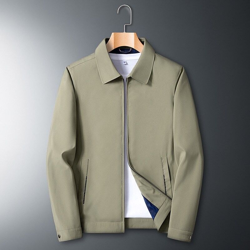Brand Men's Business Jacket Casual Coats Turn Down Collar Zipper Simple Office Outerwear Men Middle-Aged Elderly Male Clothes