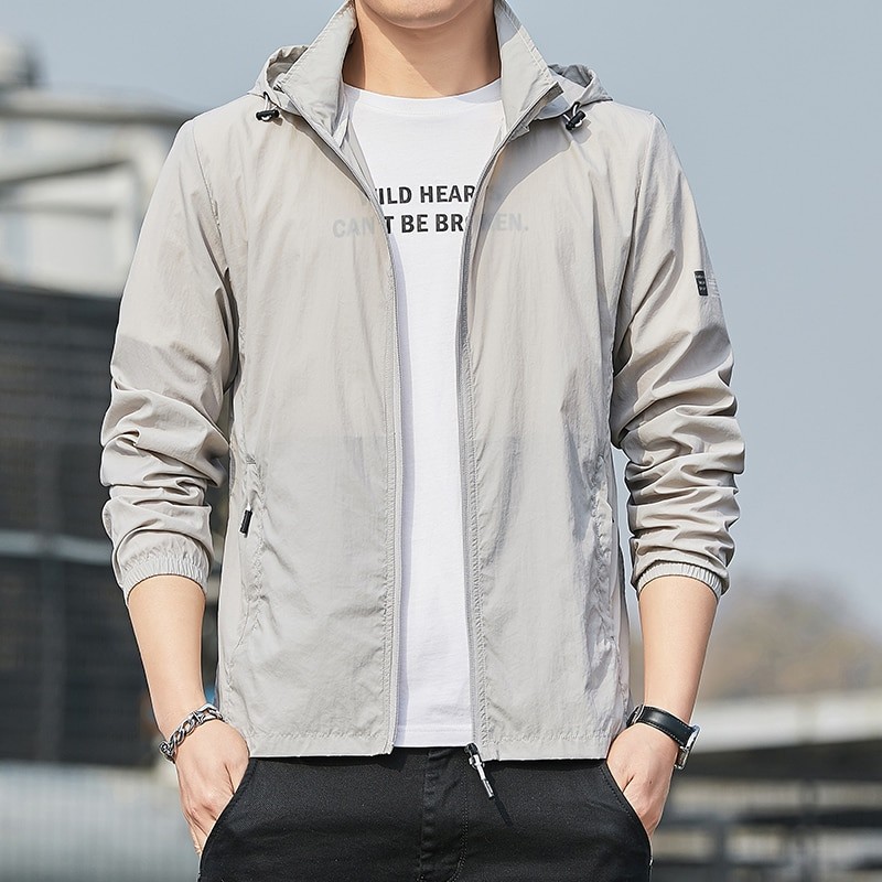 Men Summer Zip Pockets UV Sun Protection Jackets Skin Coats Mens Breathable Ultra-Light Windbreaker Men's Hooded Outdoor Jackets