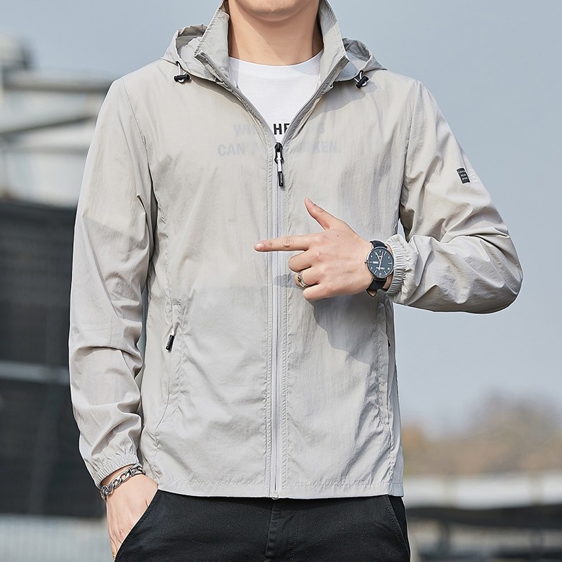 Men Summer Zip Pockets UV Sun Protection Jackets Skin Coats Mens Breathable Ultra-Light Windbreaker Men's Hooded Outdoor Jackets