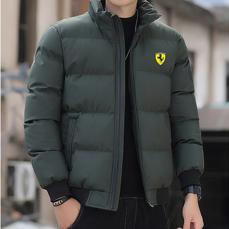 2022 Winter New Men's Ferrari Cotton Wear Brand Sports Leisure Fashion Warm Windproof Zipper Stand Collar Thickened Jacket Direc