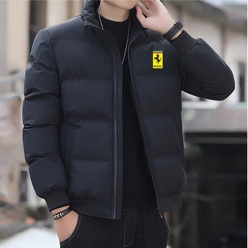 2022 Winter New Men's Ferrari Cotton Wear Brand Sports Leisure Fashion Warm Windproof Zipper Stand Collar Thickened Jacket Direc