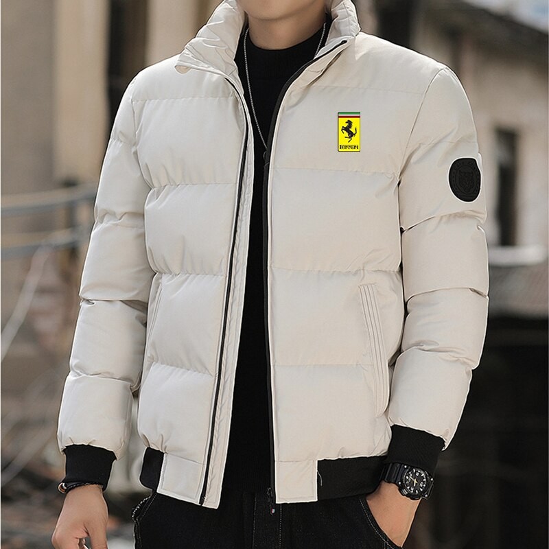 2022 Winter New Men's Ferrari Cotton Wear Brand Sports Leisure Fashion Warm Windproof Zipper Stand Collar Thickened Jacket Direc