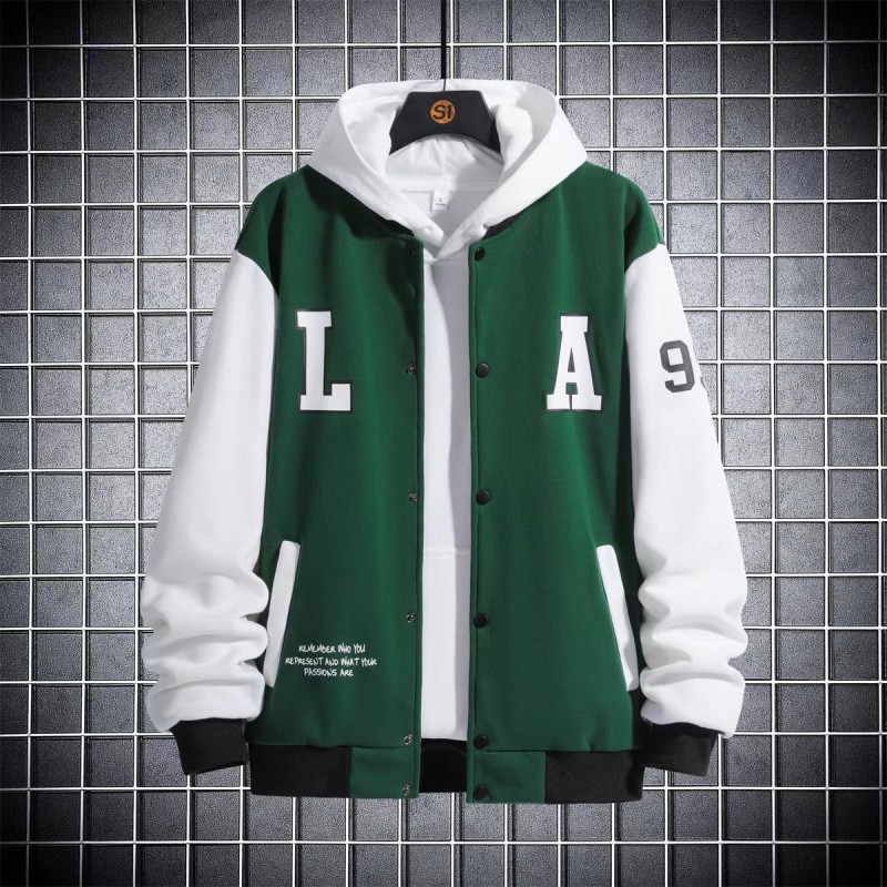 Men Slogan Graphic Colorblock Bomber Jacket Without Tee