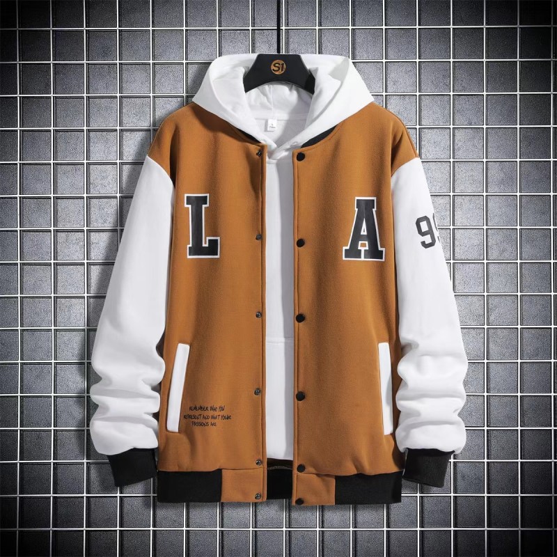 Men Slogan Graphic Colorblock Bomber Jacket Without Tee