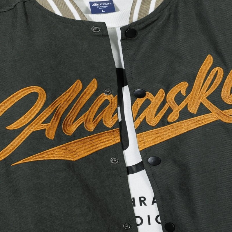 Men 1pc Letter Embroidery Colorblock Varsity Jacket