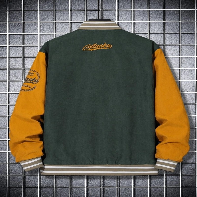Men 1pc Letter Embroidery Colorblock Varsity Jacket