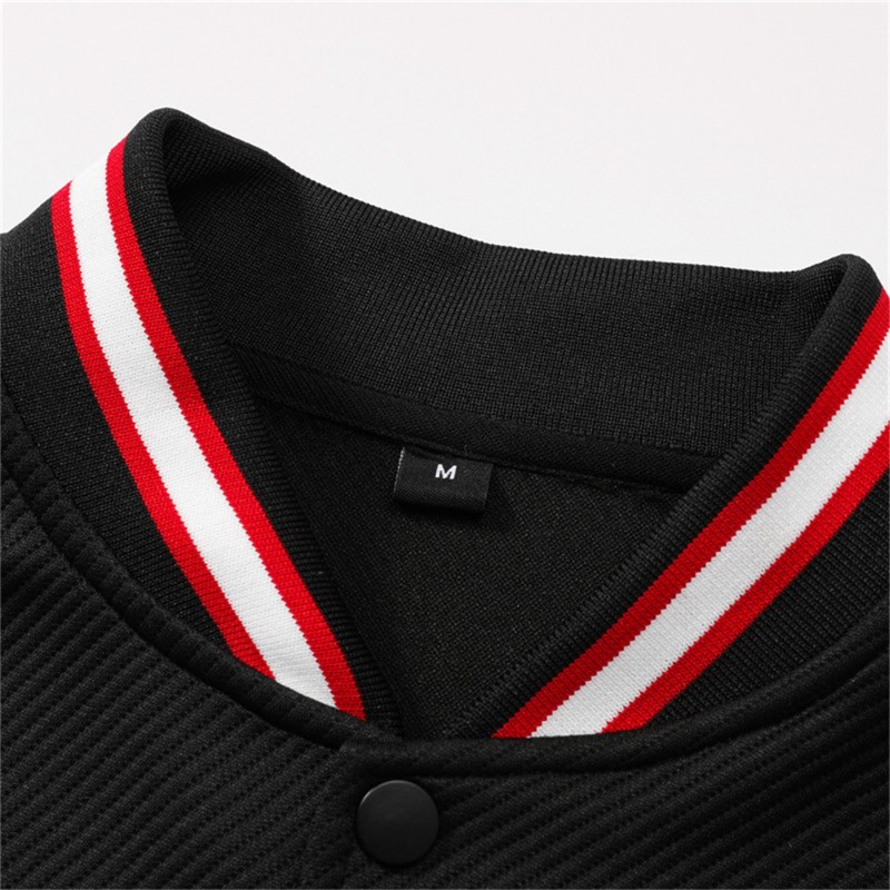 Men Letter Graphic Striped Trim Colorblock Varsity Jacket Without Tee