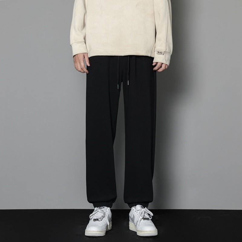 CAAYU Casual Sports Pants Mens 2022 Autumn Loose Gray Baggy Pants Jogger Hombre Fashion Knitted Pants Basketball Sweatpants Mens