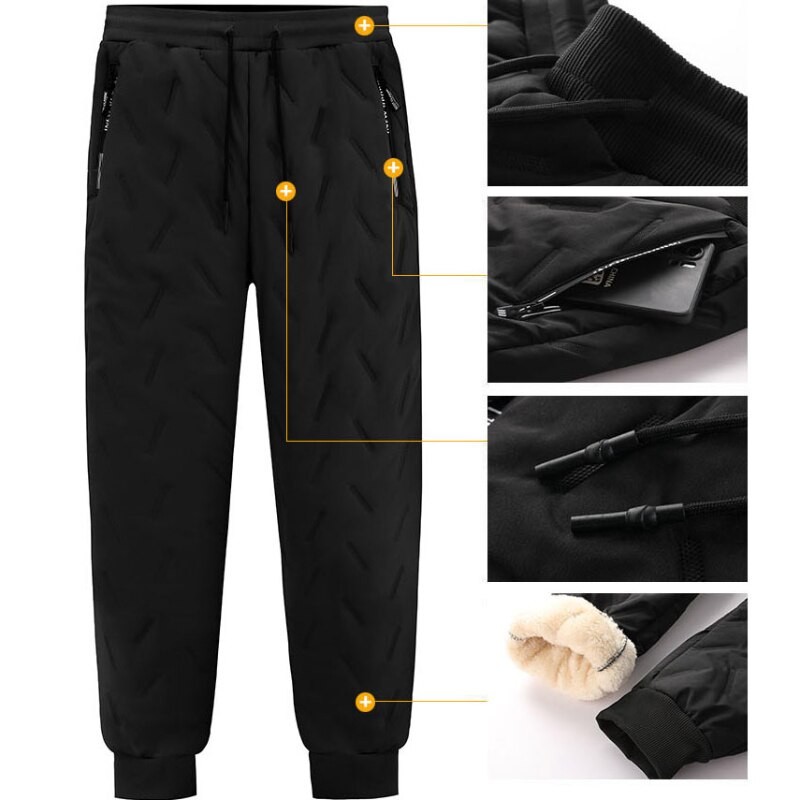 KKSKY Winter Man Padded Pants Casual Thicken Waterproof Men's Cold-proof Trousers Outside Fleece Joggers Sportswear Sweatpants