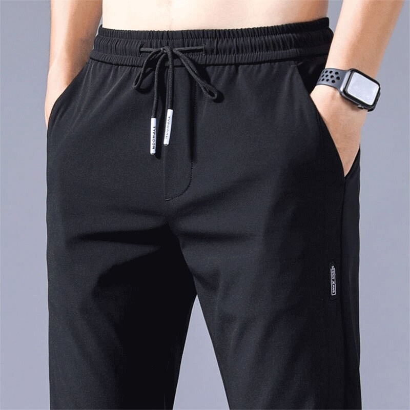 MenÃ¢â‚¬Ëœs Fast Dry Stretch Pants Solid Color Mid-Waist Loose Breathable Straight-Leg Casual Pants Thin Quick-Drying Sports Pants