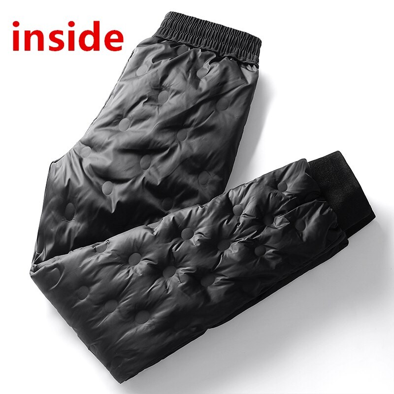 Mens Windproof Waterproof Thick Warm Down Pants Male Windproof Trousers Men Winter Warm Sport Pant Mens Joggers Casual Down Pant