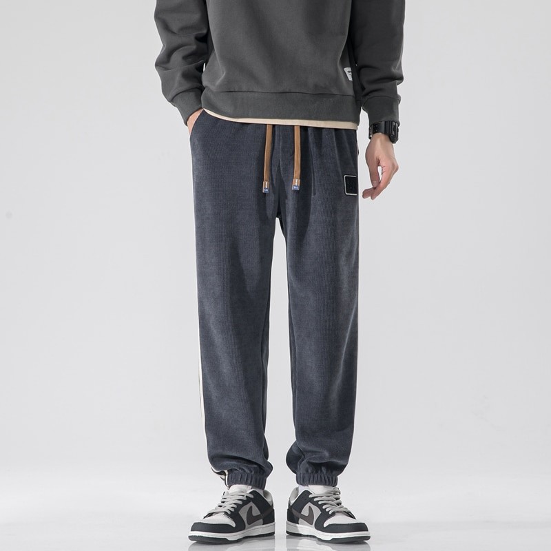 CAAYU Man 2022 Autumn Winter Corduroy Sweatpants Men Baggy Joggers Fashion Streetwear HipHop Casual Lambhair Pants Plus Size 4XL