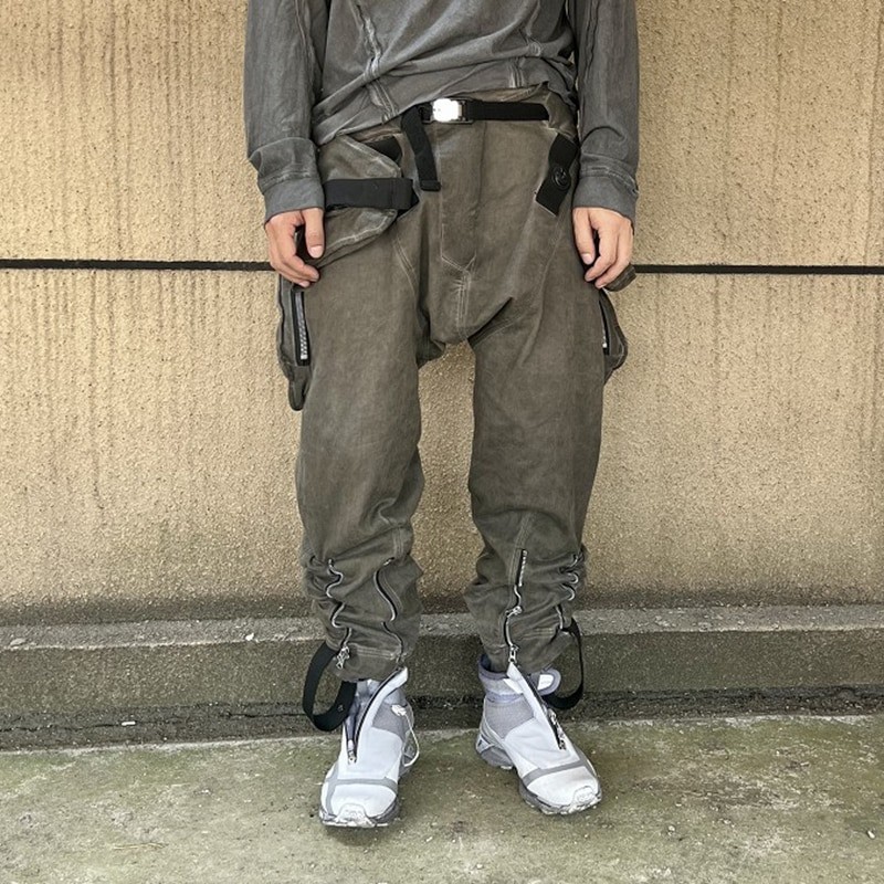 PFHQ 2023 Spring Retro Men's Drawstring Many Pockets Baggy Cargo Pants Personality Loose Elegant Trendy Overalls Casual Trousers