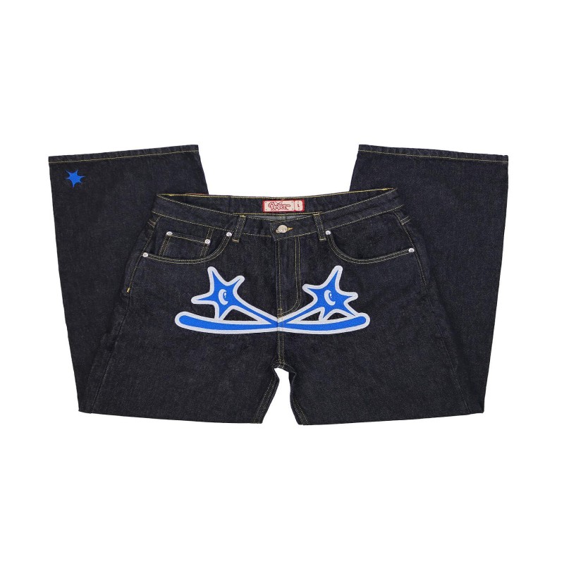 Men Jeans Denim  Print Streetwear Men Hip Hop Baggy Jeans Straight Worn Out European And American Classic Long New Brand Fashion