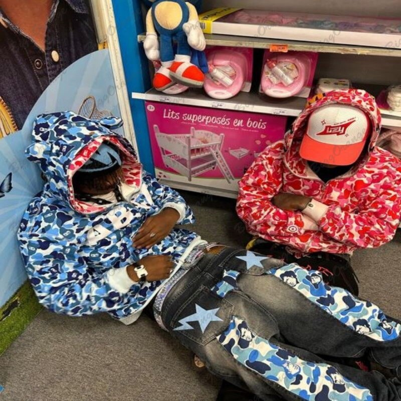 American teen street style camouflage patch jeans men niche explosive cargo pants high street y2k winter thick jeans