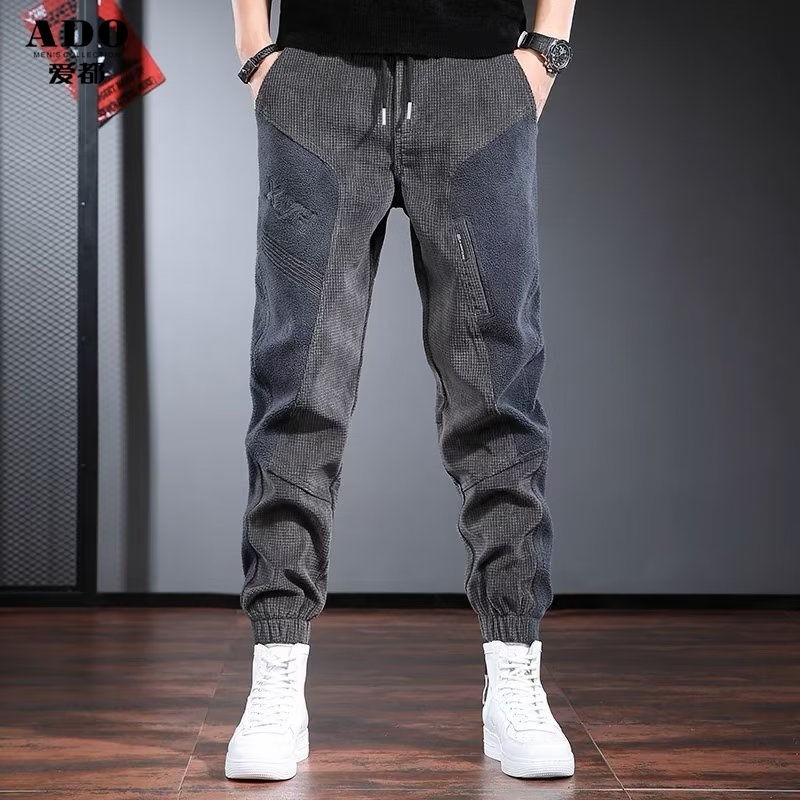 2023 Core Velvery Pants Male Spring Autumn New Loose Bouncing Big Sweet Pants Boys Sports Sports Casual Trunk Pants
