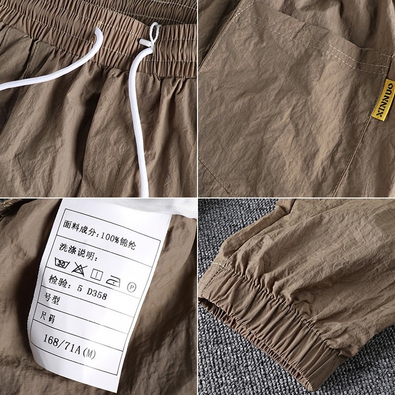2023 Pleated texture thin breathable men's casual pants Japanese fashion summer Capris Harlan Pants Large 932