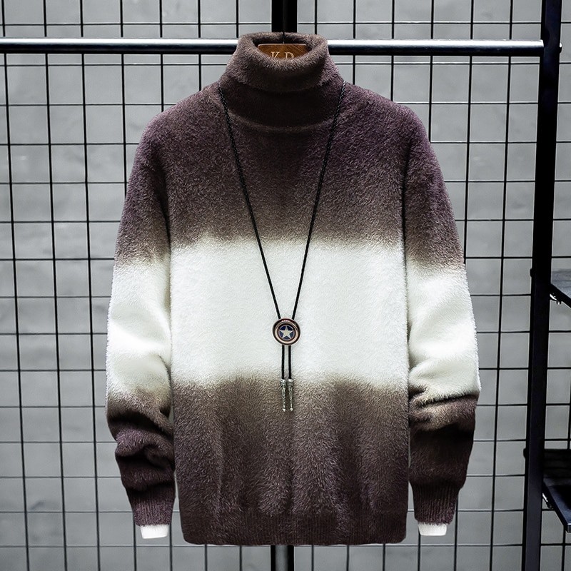 New Winter High Neck Thick Warm Sweater for Men Turtleneck Brand Mens Sweaters Slim Fit Pullover Men Knitwear Male Double Collar