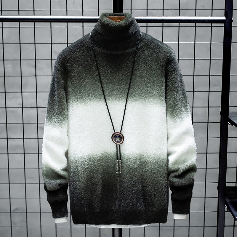 New Winter High Neck Thick Warm Sweater for Men Turtleneck Brand Mens Sweaters Slim Fit Pullover Men Knitwear Male Double Collar