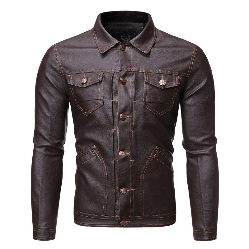 PFHQ 2023 Spring Trendy Elegant Men's Motorcycles Leather Jackets Fashion High Quality Lapel Coat Clothes Free Shipping Design