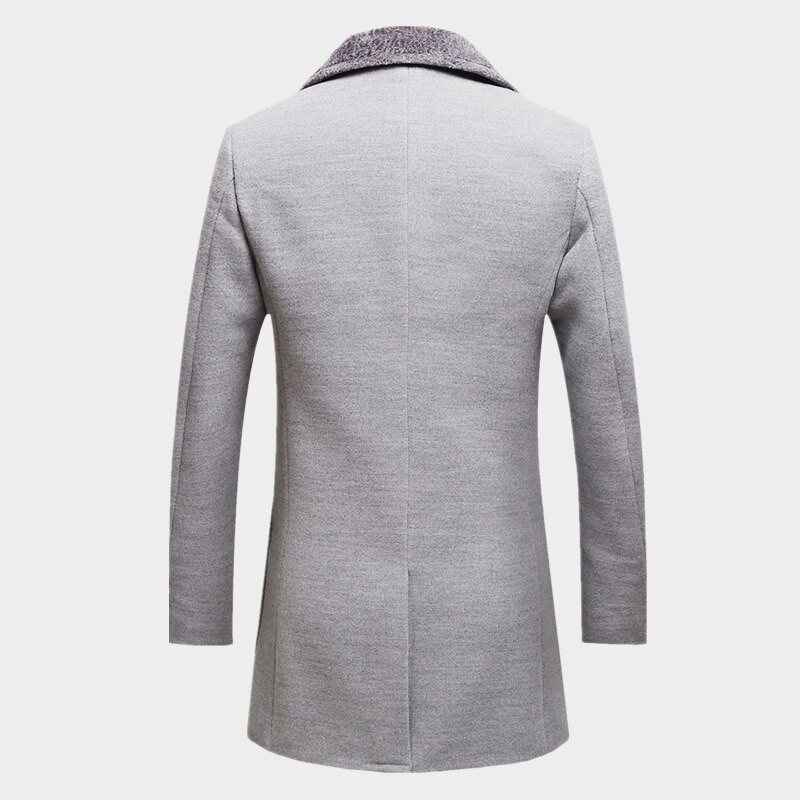 2023 Winter Men's Windbreaker Long Section Plus Velvet Warm Coat Jacket Fashion Slim Fur Collar Solid Color Woolen Coat Size 5XL