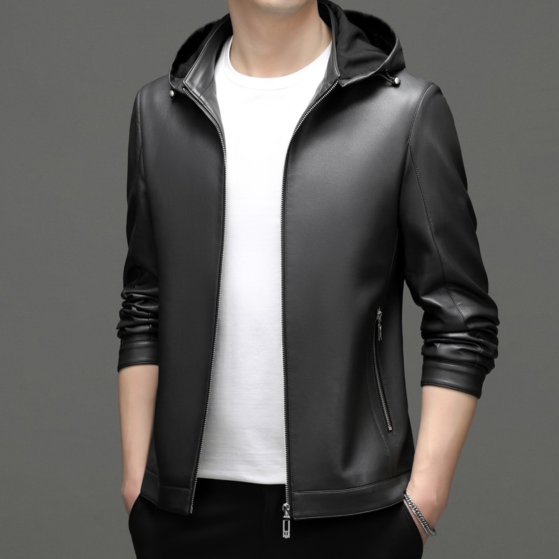 Wintersweet Genuine Leather Clothes Men's High Quality Sheepskin Fleece-Lined Thickened Business Leather Jacket Casual Jacket