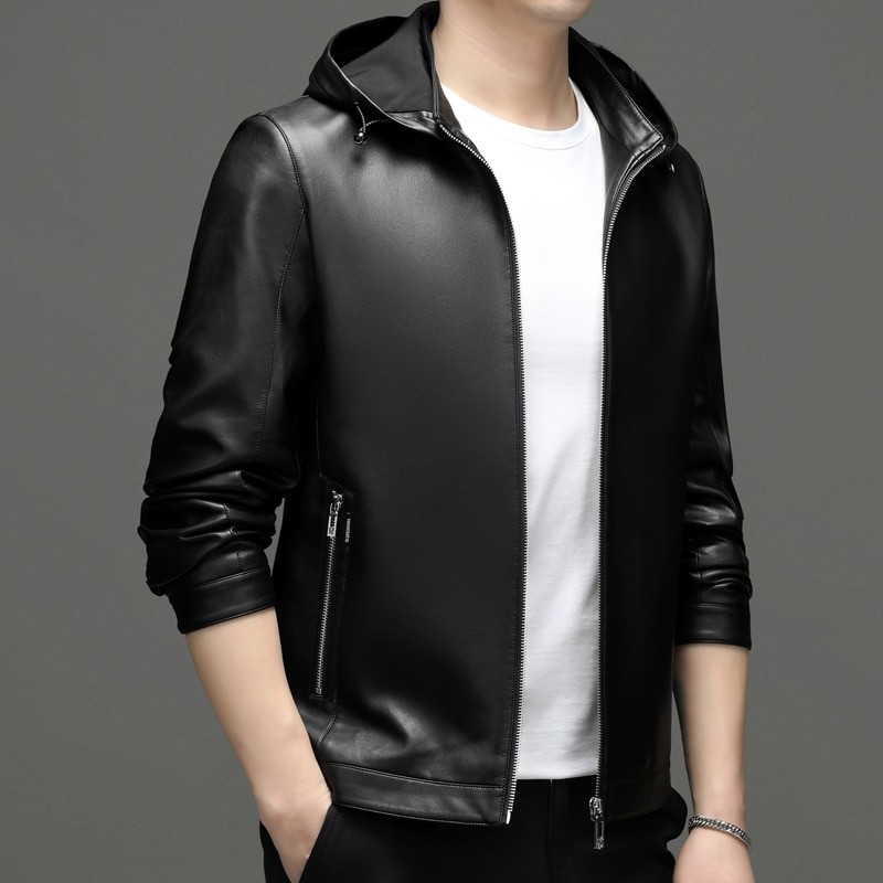 Wintersweet Genuine Leather Clothes Men's High Quality Sheepskin Fleece-Lined Thickened Business Leather Jacket Casual Jacket