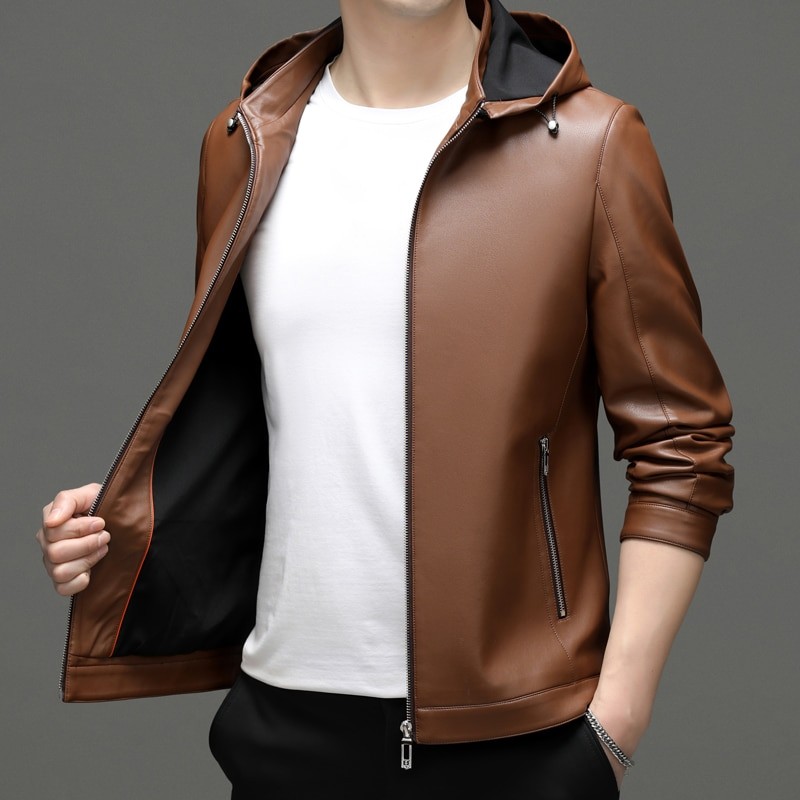 Wintersweet Genuine Leather Clothes Men's High Quality Sheepskin Fleece-Lined Thickened Business Leather Jacket Casual Jacket