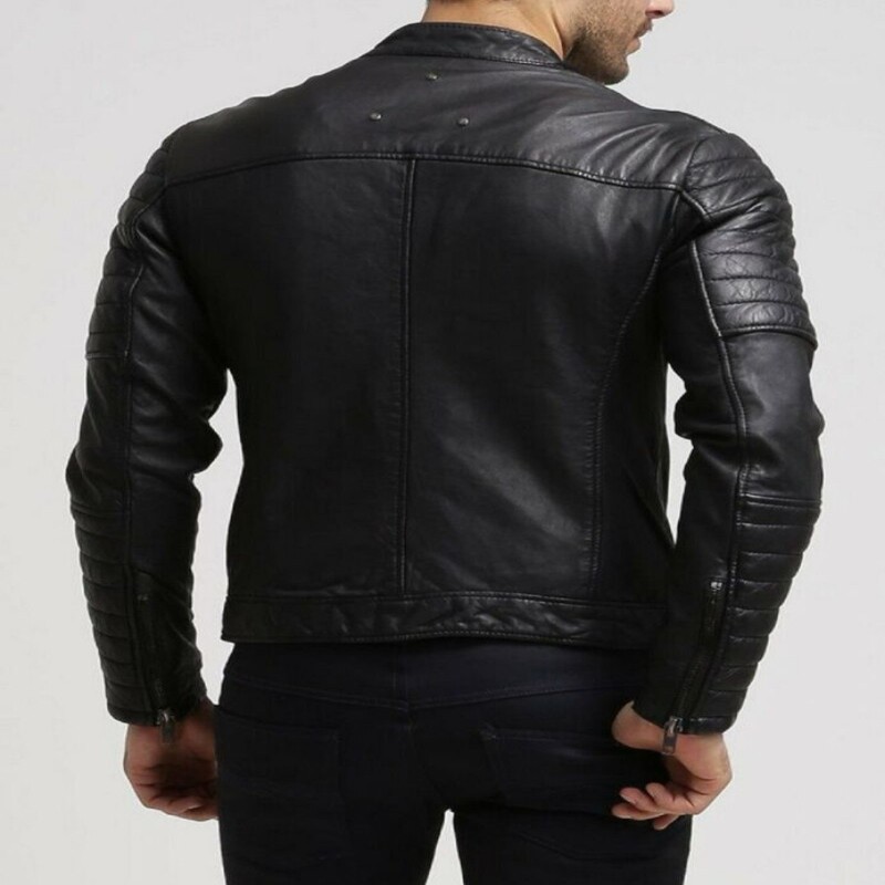 Men 100% Real Leather Jacket Genuine Lambskin Leather Fashion Coat