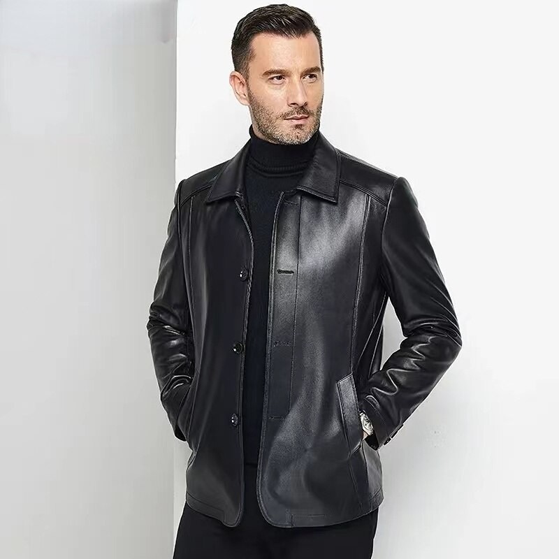 2023 New Leather Jacket Men Autumn Winter Casual Mens Jackets Solid Clothes Soft Motorcycle Outerwear Jaqueta Masculinas M-3Xl