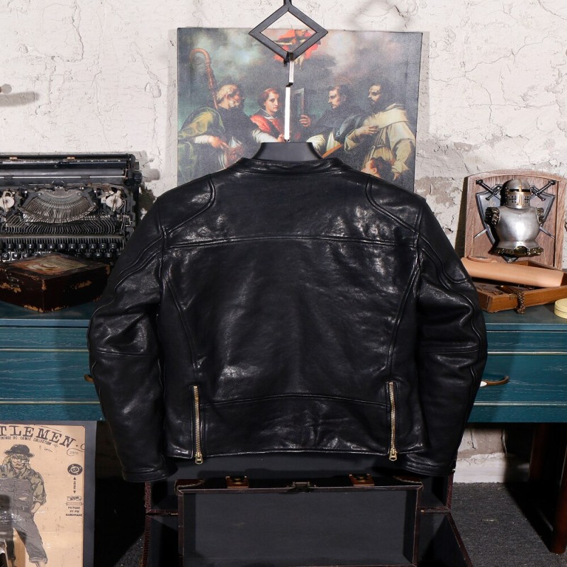 Free shipping.Biker Quality quality Italy oil tanned leather jacket.black thick luxury sheepskin coat.vintage slim clothes