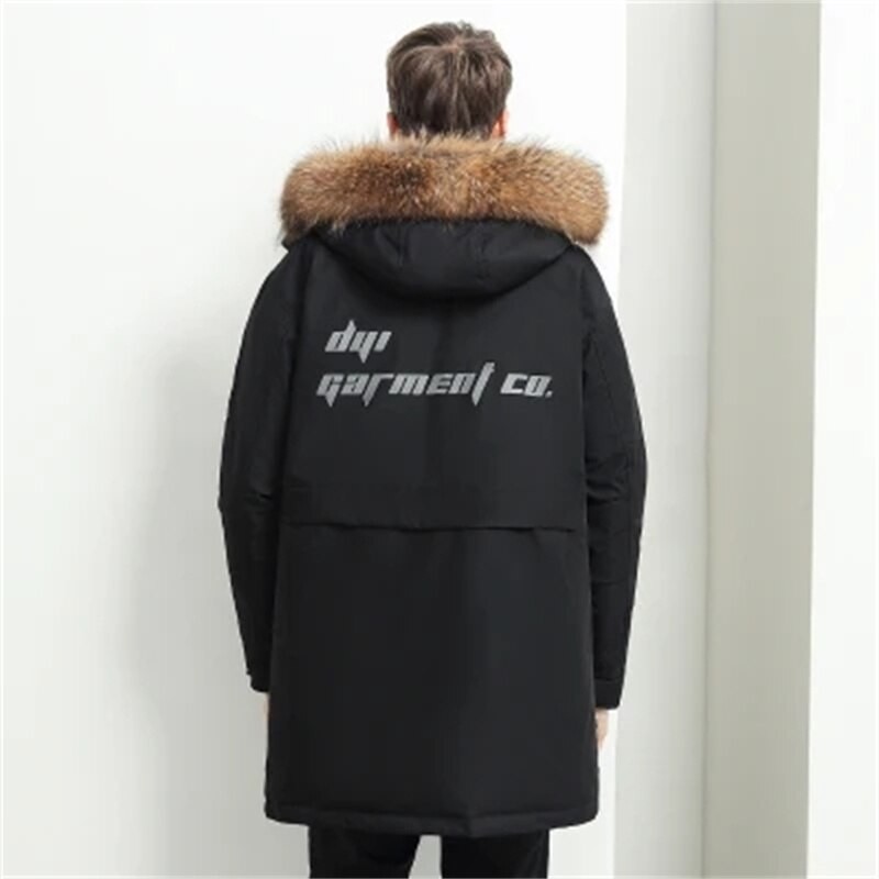 Men Duck Down Jacket Long Thick Parkas Winter Super Warm Fur Collar Coats 2023 New Casual Mens Outdoor Waterproof Windproof