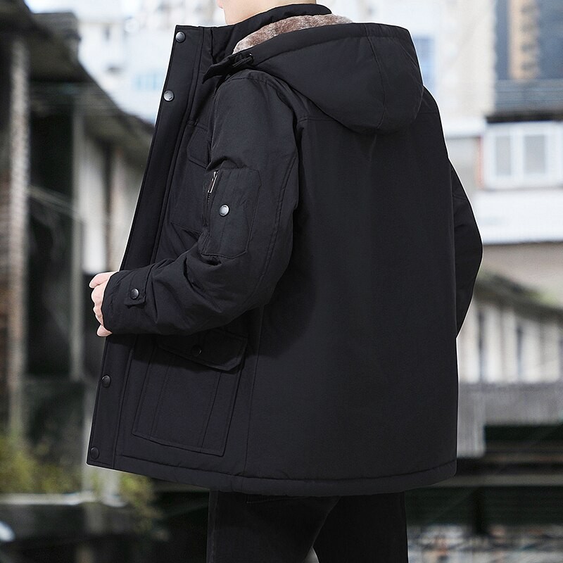 Men Winter Jacket Thicken Fleece Jackets Mens Windbreaker Parkas Coats Detachable Hoodies Cotton-padded Male Clothing Size L-4XL