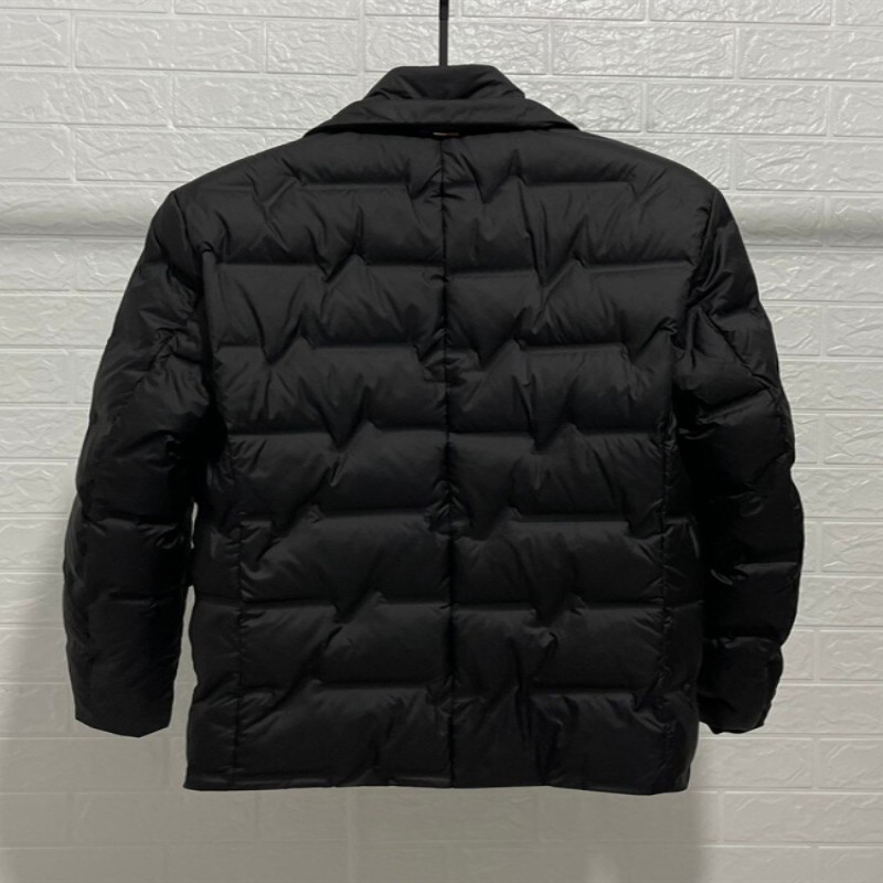 High Street Business Casual Winter Mens Black Blazer Thicken Down Coat Zipper Detachable Stand Collar Fashion Cold Jacket Male