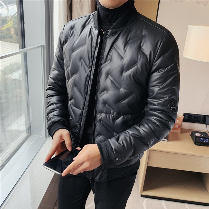 Plus Size 4XL-M Thin Autumn Winter 80% White Duck Down Jacket Men Clothing Simple Stand Collar Slim Fit Casual Doudoune Homme