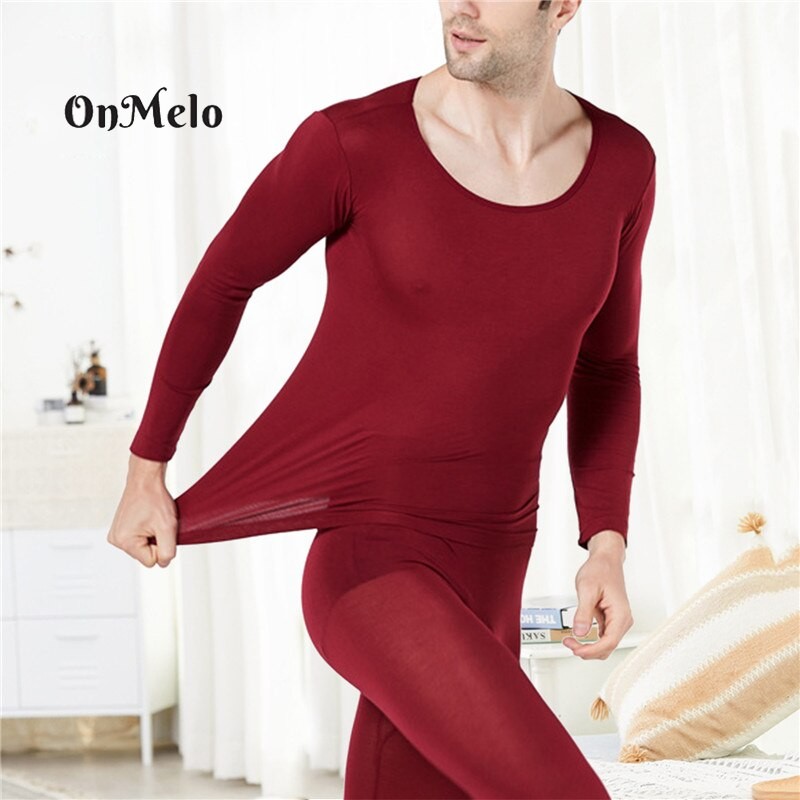 OnMelo Thermal Underwear Men Warm Intimates Slim Body Seamless Autumn Winter High Elasticity Thermal Underwear Set Men Clothing