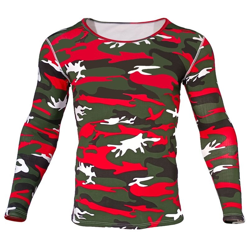 Men Thermal Underwear Winter Long Sleeve Undershirt Camouflage T Shirt Transparent Thin Tops Tee Long Johns Tops Comfortable