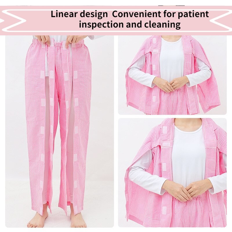 New Fully Oopen Sticky Patient Suits for Bedridden Elderly People WIith Fracture Rehabilitation Pajamas Easy To Wear/Undress