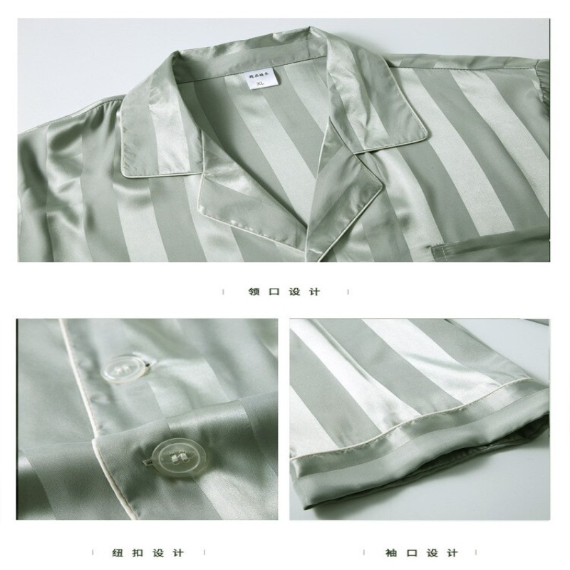 Mens Designer Pajamas for Men Sleepwear Set Pijama Set Long Sleeve Sleep Tops Trousers Sleep Wear Men Thin Ice Silk Pajama Set