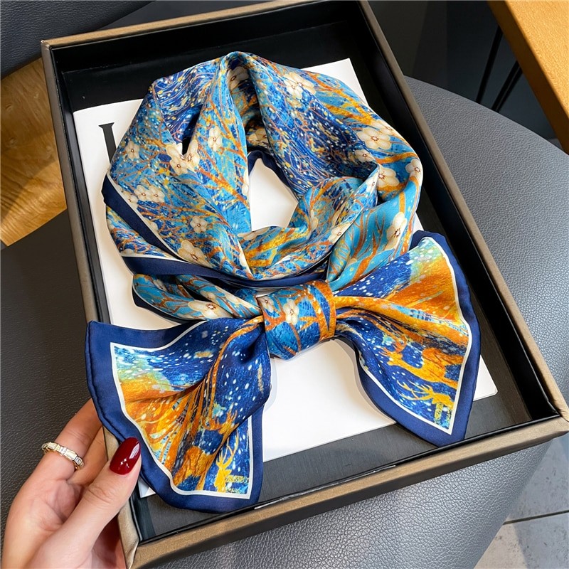 Luxury Long Skinny Satin Silk Scarf for Women Hair Bands Neck Tie Belt Headband Lady Wraps Foulard Headkerchief Bandana 2022
