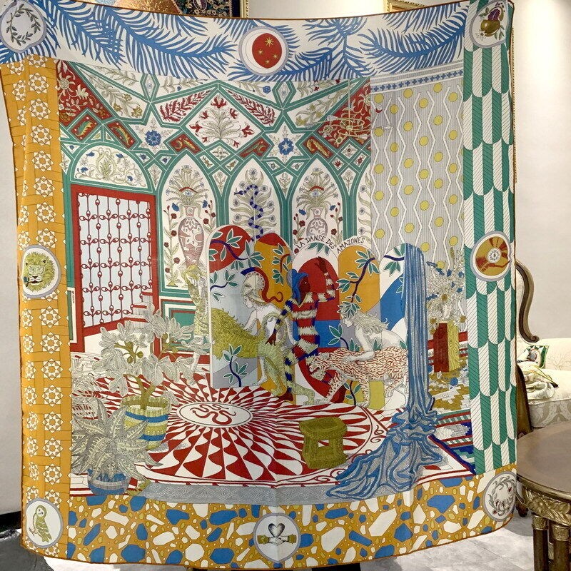 Luxury 70% Cashmere 30% Silk Scarf Unisex Man Women Fashion Double-sided Aztec Human Animal Shawl Stole Kerchief 135*135cm